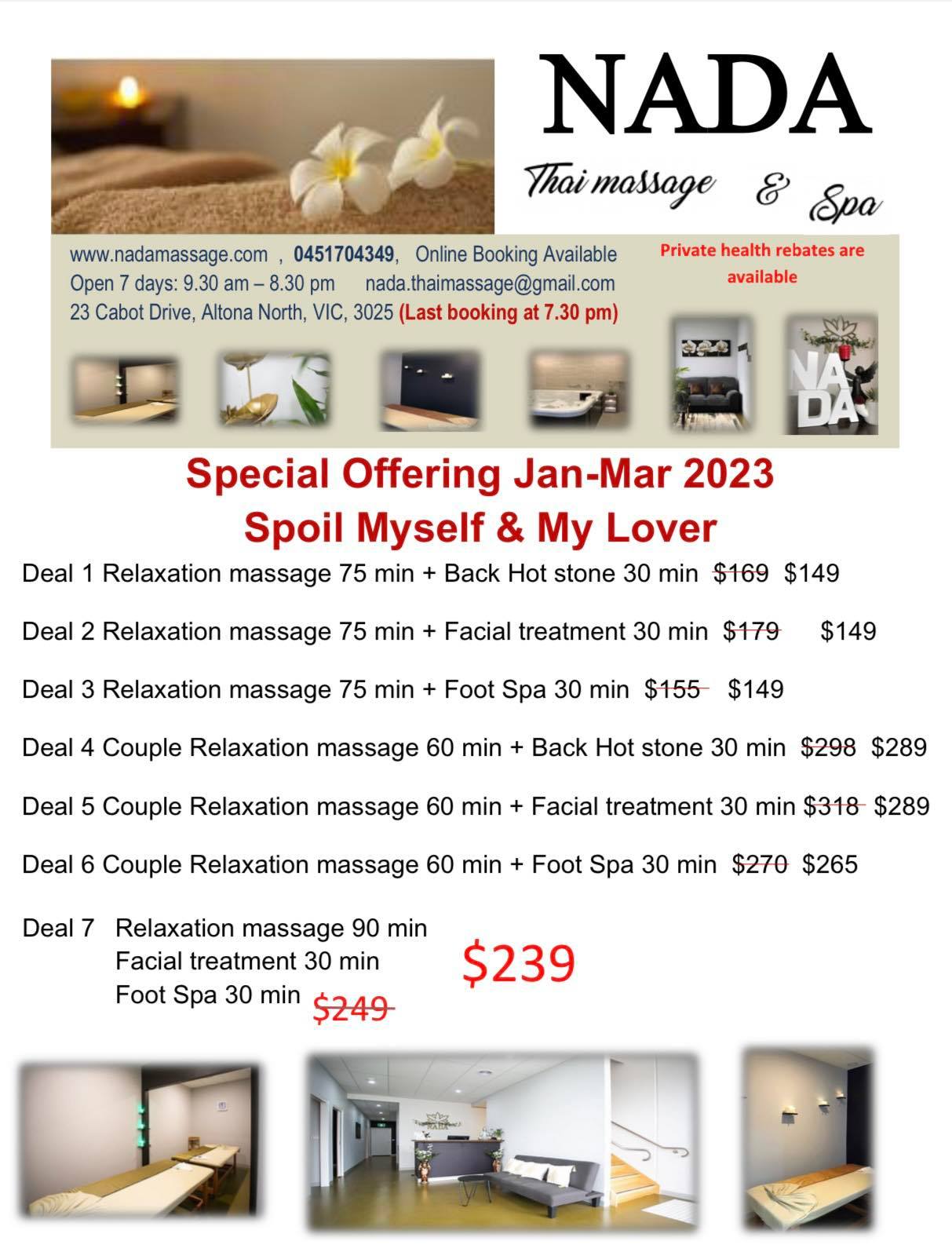 Special Offering Nada Thai Massage and Spa